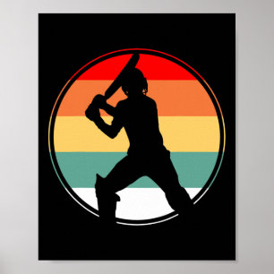 Cricket Player Coach Retro Gift Sports Poster