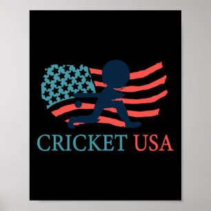Cricket Player Cricket Usa Team Coach American Fla Poster