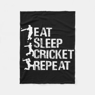 Cricket Player - Eat Sleep Cricket Repeat - Cricke Fleece Blanket