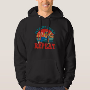 Cricket Player Eat Sleep Cricket Repeat Vintage Hoodie