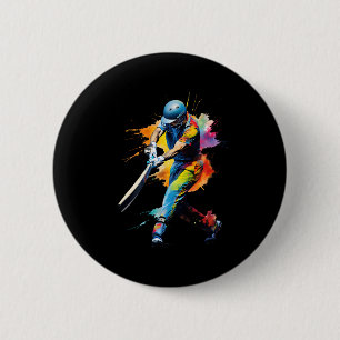 Cricket Player Game  2 Inch Round Button