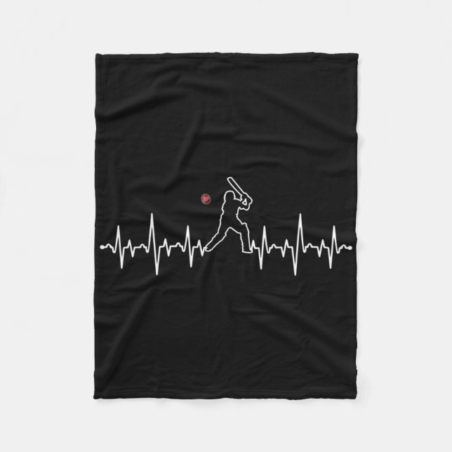 Cricket Player Heartbeat Cricket Gift  Fleece Blanket (Front)