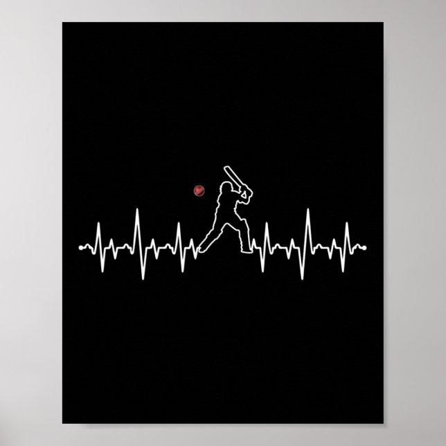 Cricket Player Heartbeat Cricket Gift  Poster (Front)