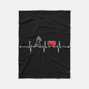 Cricket Player Heartbeat Gift Ekg Cricket Fans Lov Fleece Blanket