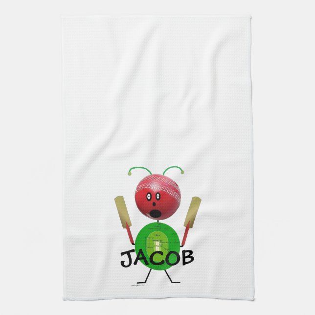 Cricket Player Kitchen Towel (Vertical)
