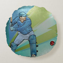 cricket player printed / round  pillow