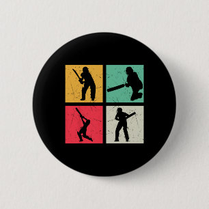 Cricket Player Retro Cricket Silhouette Cricketing 2 Inch Round Button
