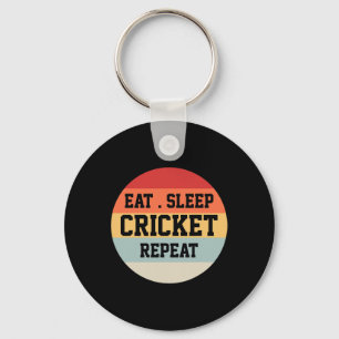 Cricket Player Retro Funny Gift Keychain
