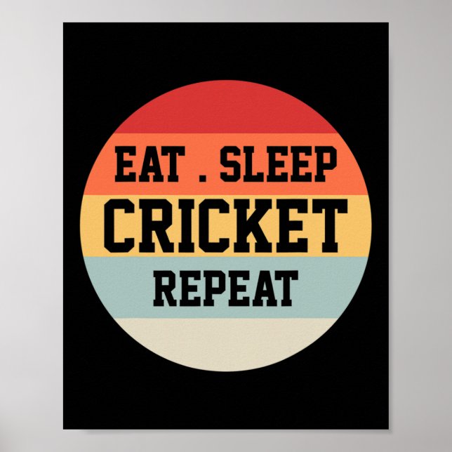 Cricket Player Retro Funny Gift  Poster (Front)