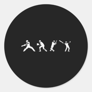 Cricket Player Sport Classic Round Sticker