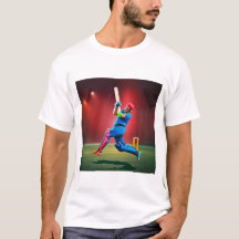 Cricket Player Water Colour Stylish T-Shirt Design