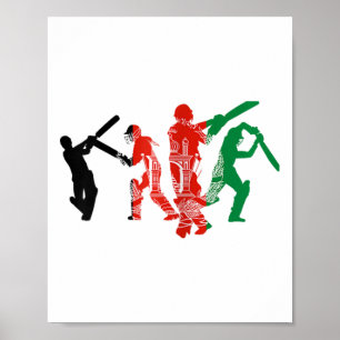 Cricket Players Afghanistan Flag  Poster
