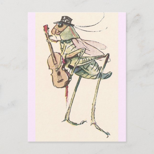 Cricket Playing the Fiddle Postcard (Front)