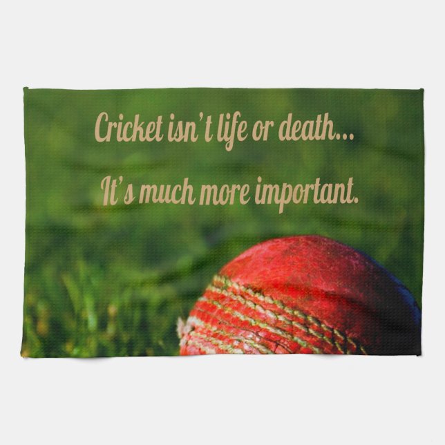 Cricket Red Ball Funny Motivational Kitchen Towel (Horizontal)