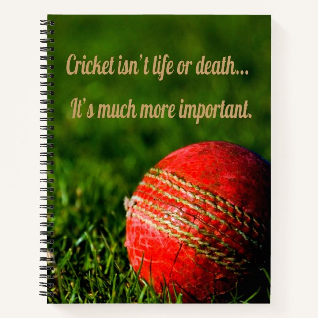 Cricket Red Ball Funny Motivational Notebook (Front)