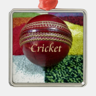 Cricket: Red Hard Ball Art Print Metal Ornament