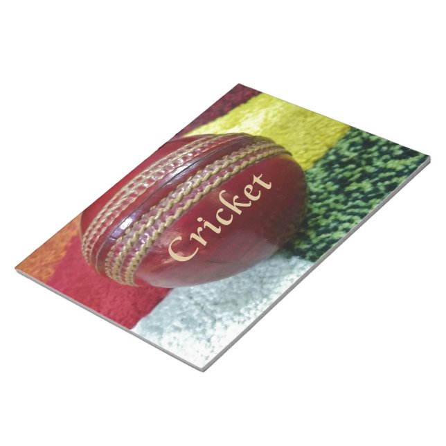 Cricket: Red Hard Ball Art Print Notepad (Angled)