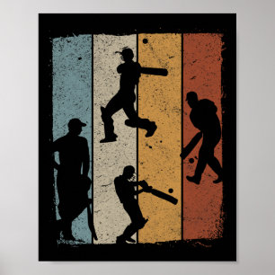 Cricket Retro Cricket Silhouettes Cricket Poster