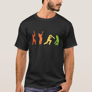 Cricket Retro Vintage Colours Cricket Players T-Shirt