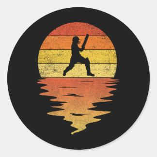 Cricket Shirt Retro Sunset 70s Vintage Cricket Classic Round Sticker