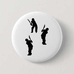 Cricket Silhouette Cricket Player Silhouettes 2 Inch Round Button