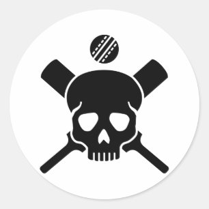 Cricket skull classic round sticker