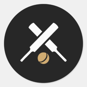 Cricket Sport Silhouette Logo  Classic Round Sticker