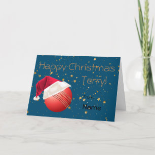 Cricket Sports Christmas Personalized For Him Holi Holiday Card
