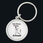 Cricket Sports Eat Sleep Play Cricket  Keychain<br><div class="desc">Cricket Sports Eat Sleep Play Cricket Keychain originally designed by Nisha Prabhu. Show off your cricket passion with our stylish "Eat Sleep Play Cricket" keychain! Crafted with durable material and featuring a bold design, this keychain is the perfect accessory for cricket enthusiasts. Attach it to your keys, bag, or backpack...</div>