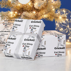 Cricket Sports Eat Sleep Play Cricket Wrapping Paper