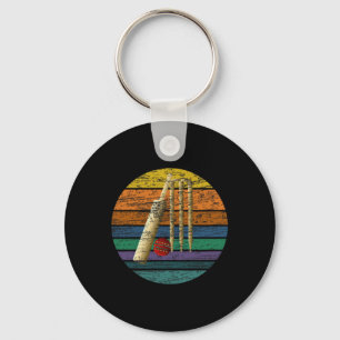 Cricket Stumps Vintage T Ll Cricket-fan Bowler Cri Keychain