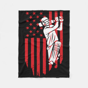 Cricket Usa Jersey Flag America Cricket In Usa Fleece Blanket