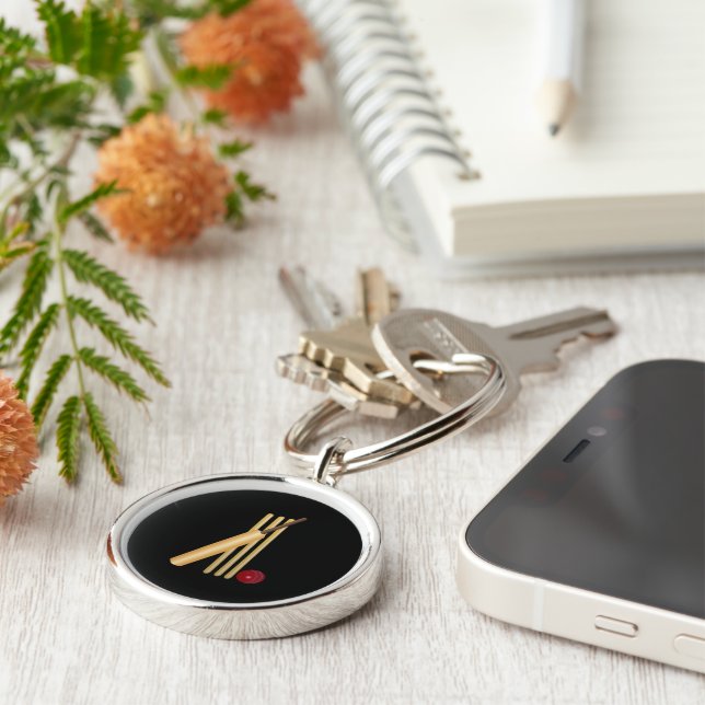 Cricket - Wicket, bat and ball Keychain (Side)