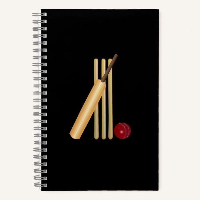 Cricket - Wicket, Bat and Ball Notebook (Front)