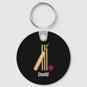 Cricket - Wicket, bat and ball template Keychain