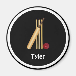 Cricket - Wicket, bat and ball, template Magnet