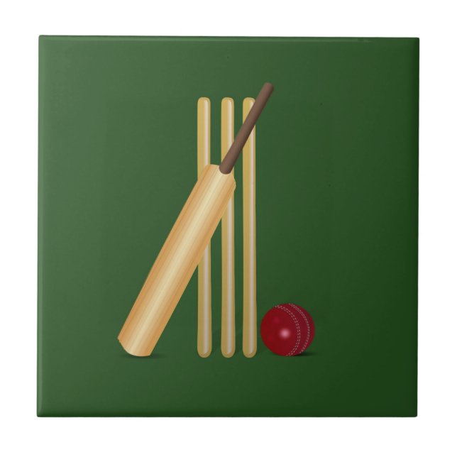 Cricket - Wicket, bat and ball Tile (Front)