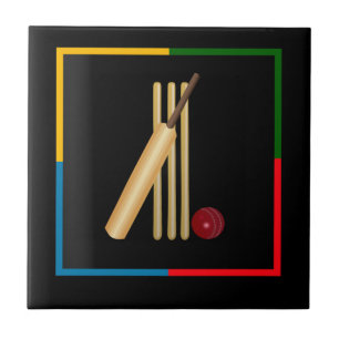 Cricket, wicket, bat and ball,  tile