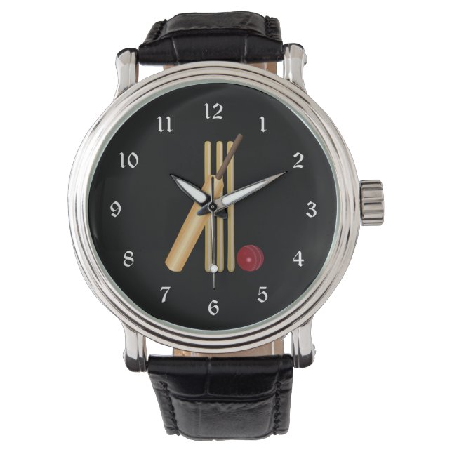 Cricket - wicket, bat and ball watch (Front)