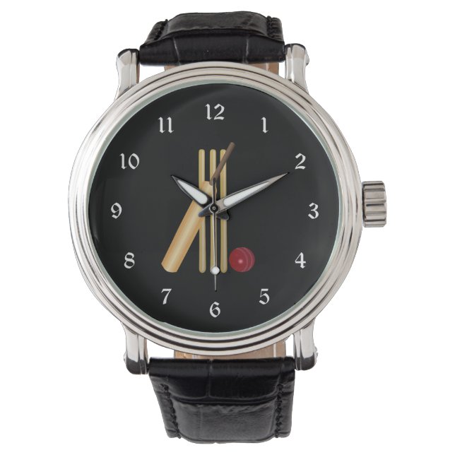 Cricket, wicket, bat and ball watch (Front)