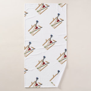 Cricket Wickets And Ball, Bath Towel