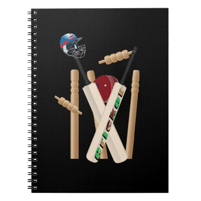 Cricket Wickets, Bats And Ball,  Notebook (Front)