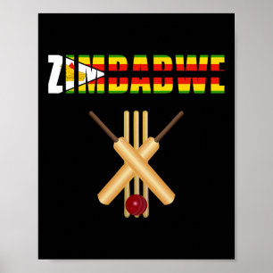 Cricket Zimbwe Flag T Ll Wicket Poster