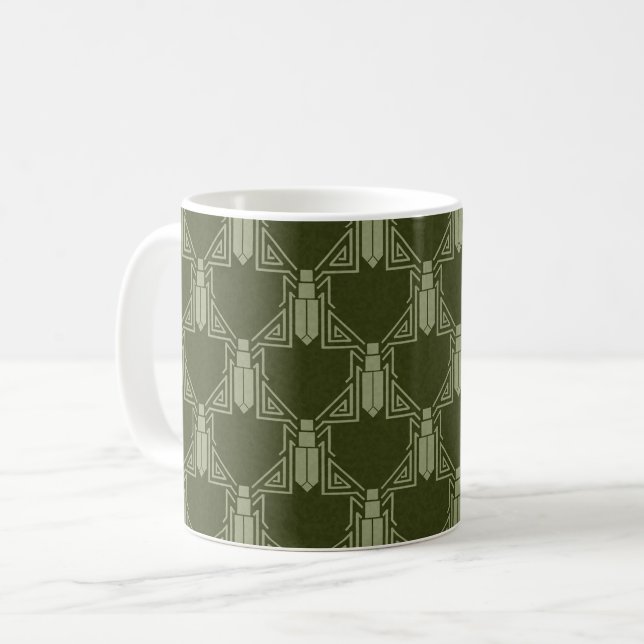 Crickets Art Déco - Mug de café vert Olive foncé (Devant gauche)