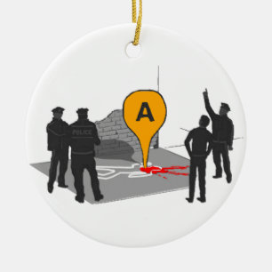 Crime Scene Map with Police and Body Outline Ceramic Ornament