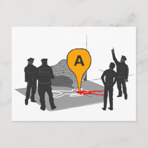Crime Scene Map with Police and Body Outline Postcard