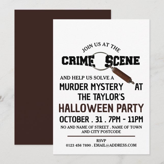 Crime Scene, Murder Mystery Halloween Party Invitation (Front/Back)