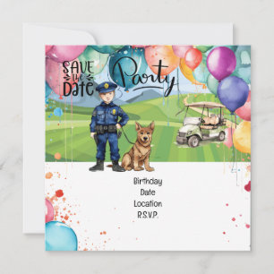 Crime Scene Swing: A Police Golfer Birthday  Invitation