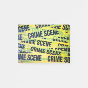 Crime scene tape, post-it notes