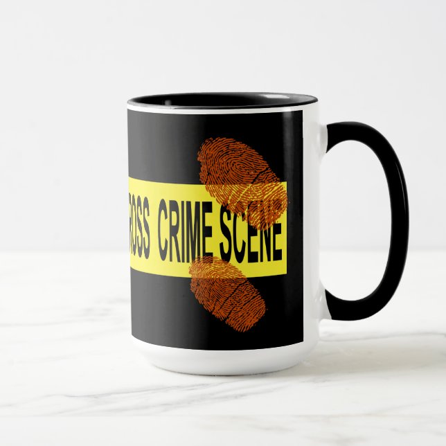 Crime Scene Tape with Bloody Fingerprints Mug (Right)